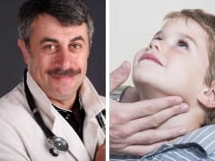 Si Dr. Komarovsky sa pinalaki na mga lymph node sa leeg ng isang bata