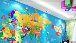 Fototapete Weltkarte für Kinder an der Wand