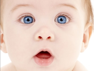 Bebê, azul, olhos